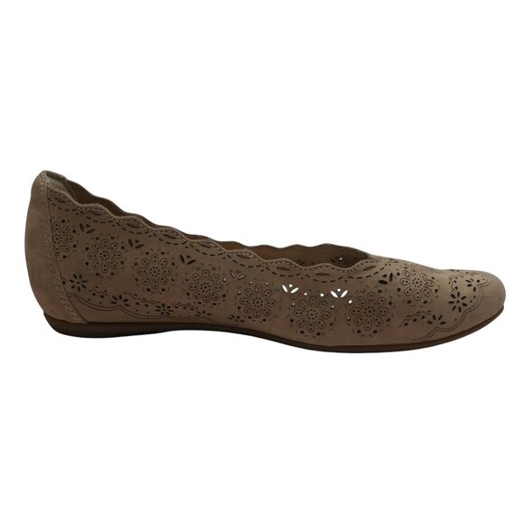 Earthies Lindi Biscuit Leather Lasercut Floral Ballet Flats Womens 8 - Picture 4 of 13